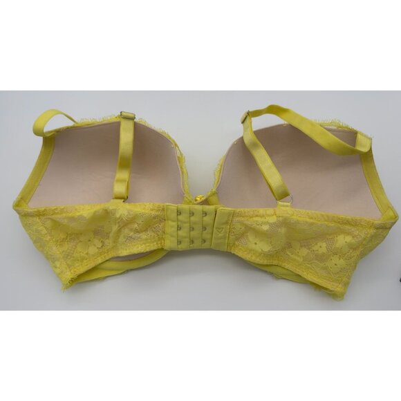 Victoria's Secret Dream Angels Push-Up Bra Yellow Lace Padded Underwire 36DD - Picture 2 of 8